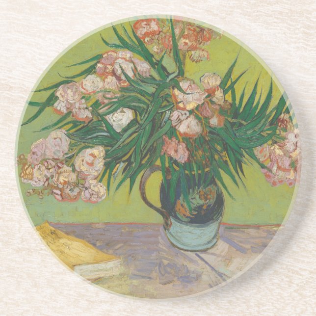 Porta-copos pintura de flores de oleandro de Vincent Van Gogh (Frente)