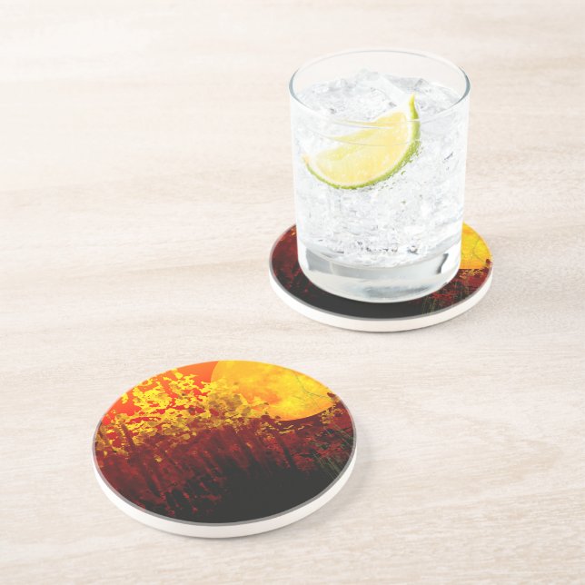 Porta-copos Pintura de Lua de Bambu iluminada Digitalmente (Lateral)