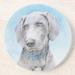 Porta-copos Pintura de Weimaraner - Arte de Cachorro Original