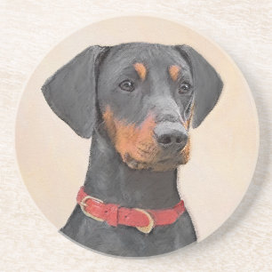 Porta-copos Pintura do Pinscher Alemão Arte Animal Original