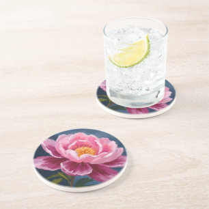Porta-copos Pintura em Aquarela Floral de Flor Rosa