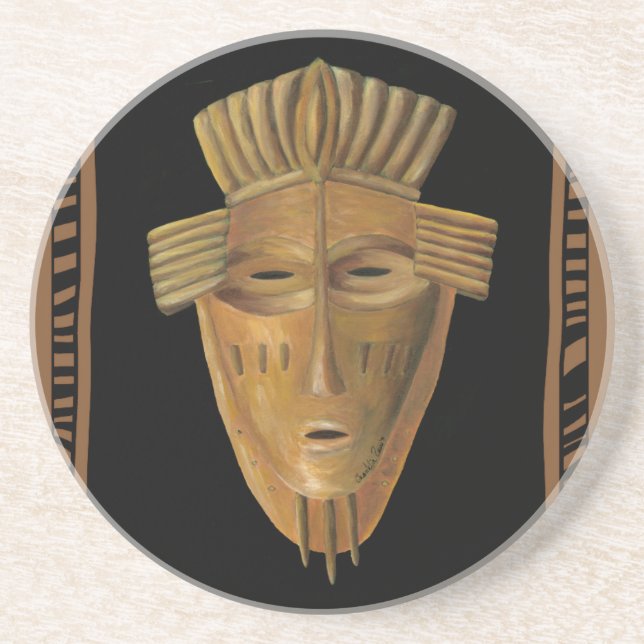 Porta-copos Pintura em máscara africana por Chariklia Zarris (Frente)