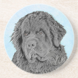 Porta-copos Pintura em Newfoundland - Arte Cão Original Bonit