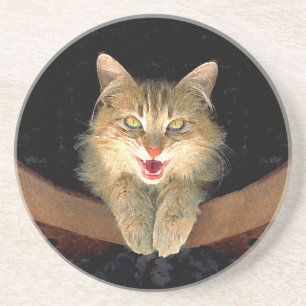 Porta-copos Pintura louca do gato - arte original bonito do