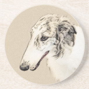 Porta-copos Pintura Original de Cachorro Borzoi (Silver Brindl