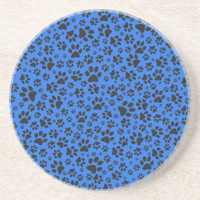 Porta-copos Pinturas de cães Bolinhas preto e branco em azul-t (Frente)