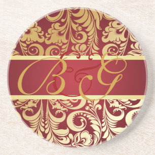 Porta-copos PixDezines Bellissimo Damask, Casamento com Monogr