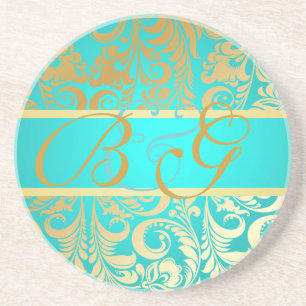 Porta-copos PixDezines Bellissimo Damask, Monograma Casamento