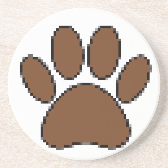 Porta-copos Pixel Dog Paw Print (Frente)