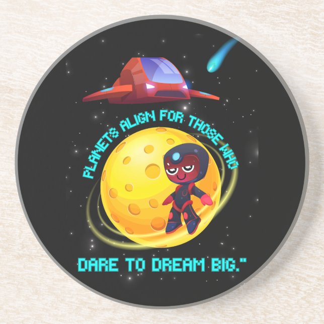Porta-copos Planetas alinham para quem ousa sonhar grande (Frente)