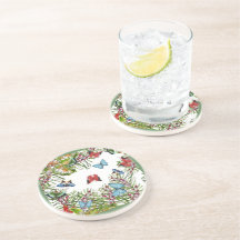 Plantas Tropicais Borboletas Berries Vermelho Azul