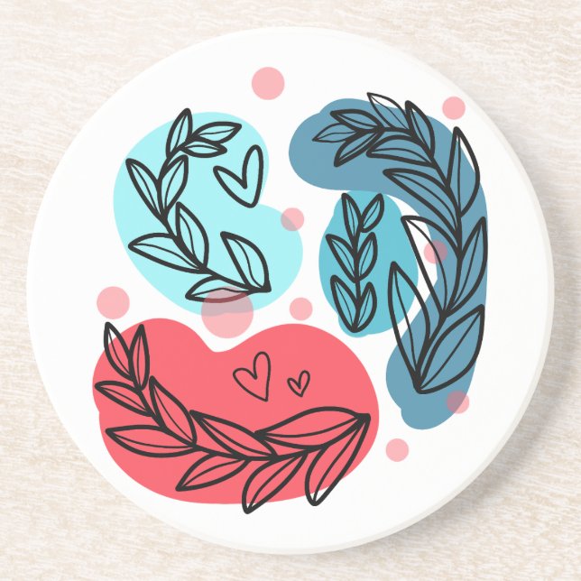 Porta-copos Plantas Vermelhas E Azuis-Abstrato (Frente)