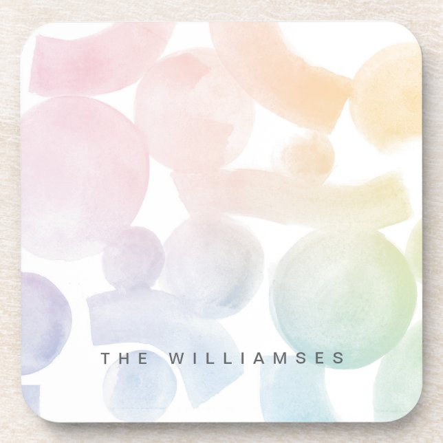 Porta copos Playful Watercolor Pattern com Nome (Frente)