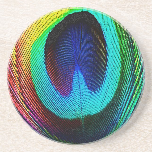 Porta-copos Pluma de Pavão Vibrante (Frente)