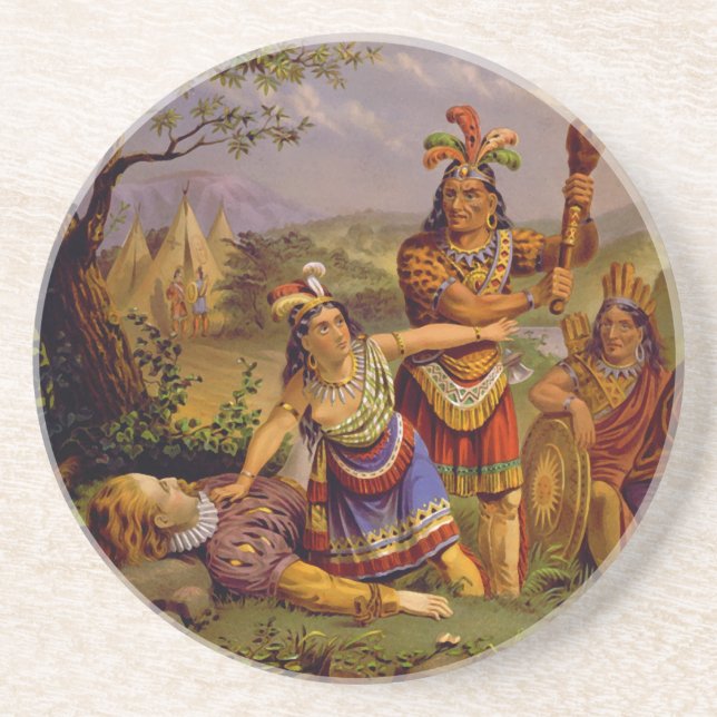 Porta-copos Pocahontas Salvando a Vida do Capitão John Smith (Frente)