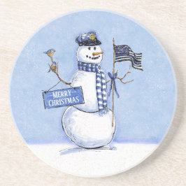 Porta-copos Policial Thin Blue Line Snowman Natal