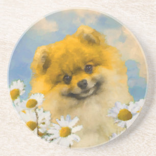 Porta-copos Pomerânia em Pintura de Cães - Arte Original