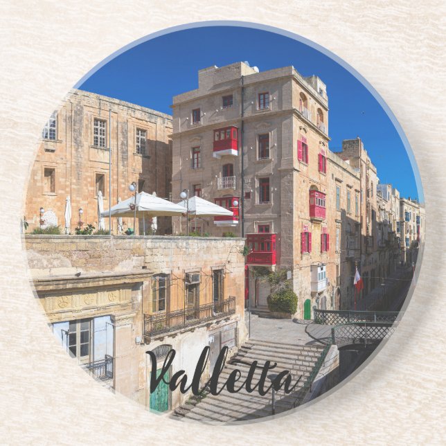 Porta-copos Ponte aérea, rua estreita com escadas em La Valett (Frente)