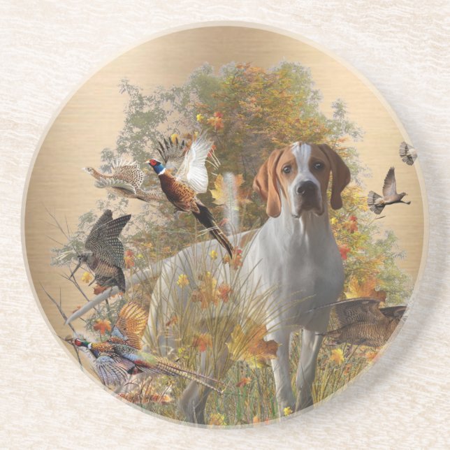 Porta-copos Ponteiro Inglês Tapeçaria Metal Impressão Drastrin (Frente)