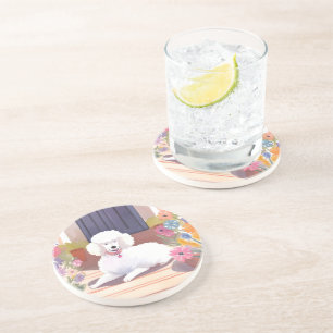 Porta-copos Poodle Branco   Flores Aquarela de Cachorro Pet