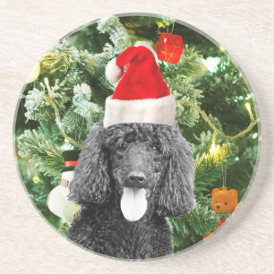 Porta-copos Poodle Dog Árvore de Natal Snowman Red Santa Hat