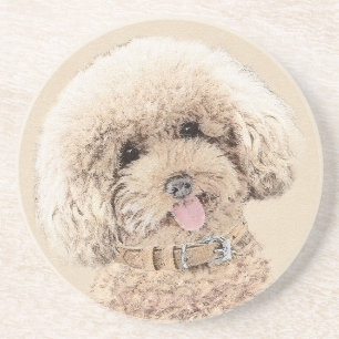 Porta-copos Poodle Miniature Toy Apricot Cream Brown Dog Art
