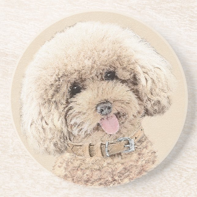 Porta-copos Poodle Miniature Toy Apricot Cream Brown Dog Art (Frente)