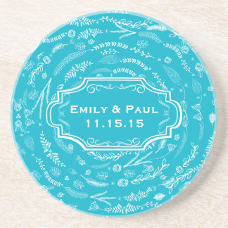Porta-copos Portas copos de Casamento Rustic Aqua Feather