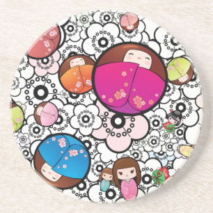 Porta-copos Portas copos Funky com as bonecas de Kokeshi do
