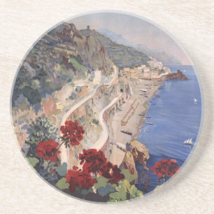Porta-copos Poster de viagens do italiano do vintage de Amalfi