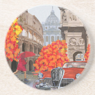 Porta-copos Poster vintage de Roma ensopado