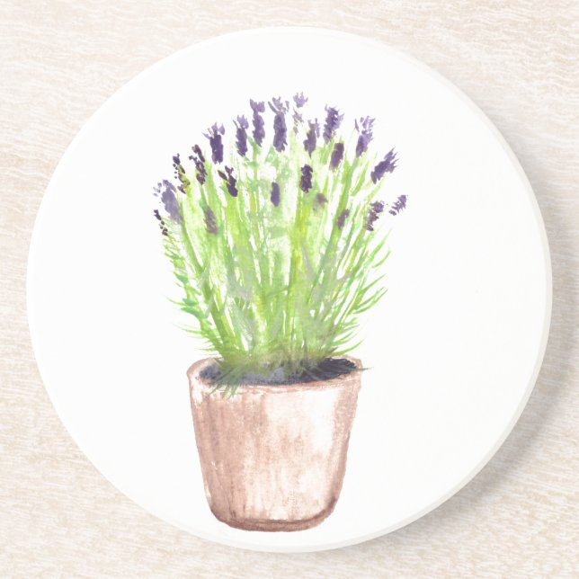 Porta-copos pote de erva-lavanda floral simples (Frente)