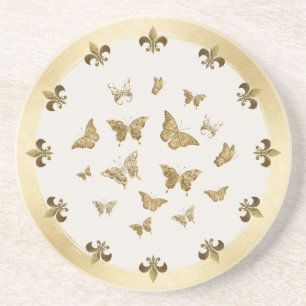 Porta-copos Pousa-borlas personalizado dourado Borboleta Fleur