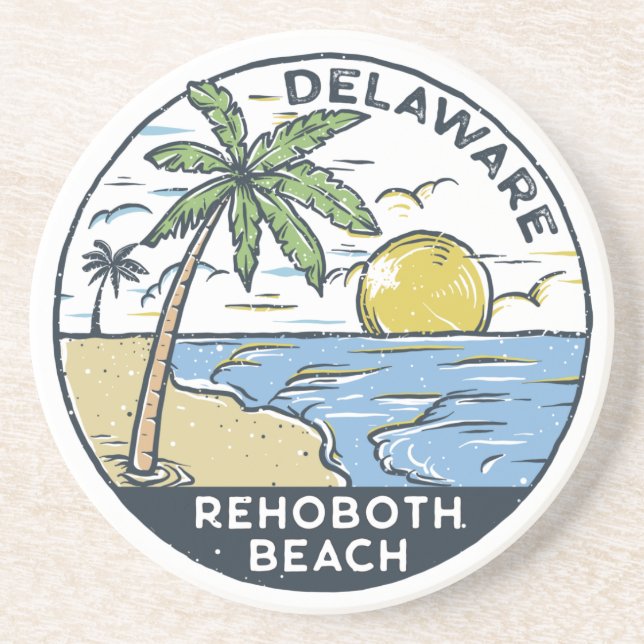 Porta-copos Praia de Rehoboth Delaware Vintage (Frente)
