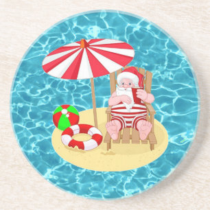 Porta-copos praia Papai Noel do xmas