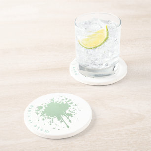 Porta-copos Pratos de Papel com Manchas de Tinta Verde Limão -