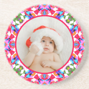 Porta-copos Presente Colorido Moderno de Natal Foto Personaliz