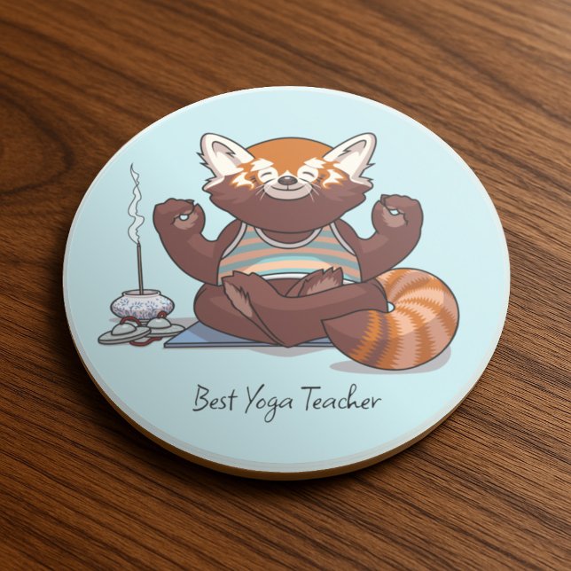Porta-copos Presente de Melhor Professor de Yoga Panda Vermelh (Criador carregado)