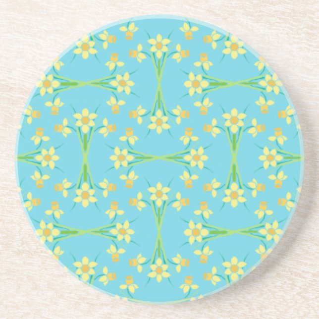 Porta-copos Primavera Sunshine Daffodils Blue Sandstone Porta  (Frente)