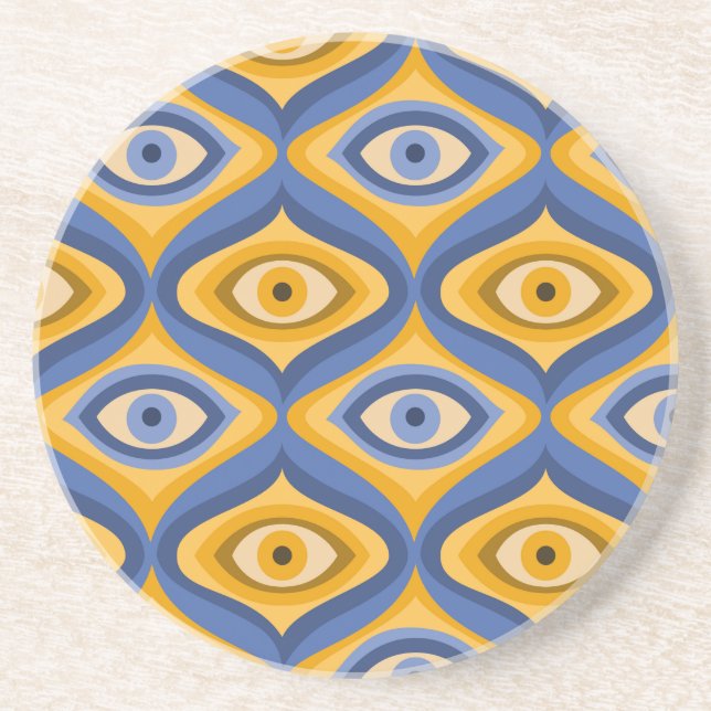 Porta-copos Psicodélico padrão ocular indigo azul (Frente)