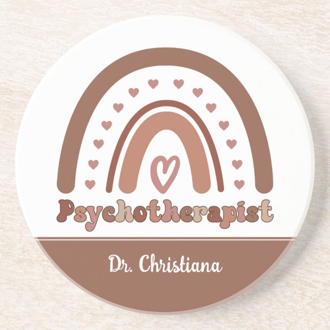 Porta-copos Psicoterapeuta Boho Arco-íris Personalizado (Frente)