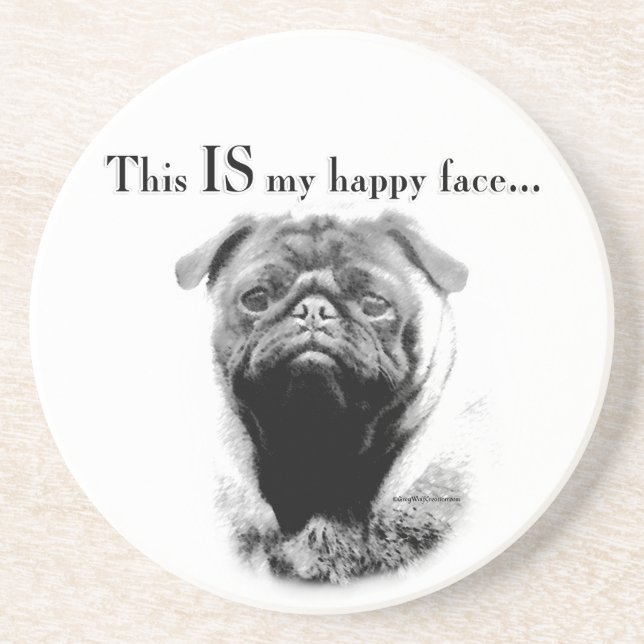 Porta-copos Pug Happy Face (Frente)