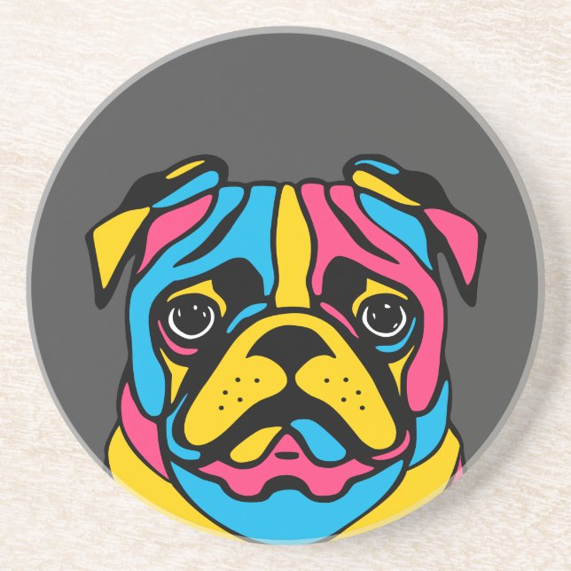 Porta-copos pug personalizável de 3 tons (Frente)