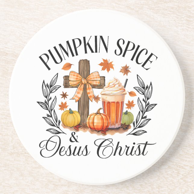 Porta-copos Pumpkin Spice E Jesus Cristo Cruzando Pumpkin Chri (Frente)