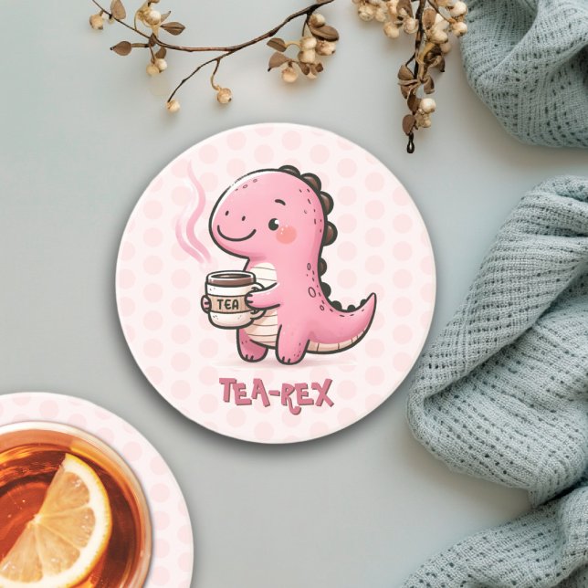 Porta-copos Pun Dinossauro Personalizável, Doce Tea-Rex (Sweet Tea-Rex Customizable Dinosaur Animal Pun coaster)