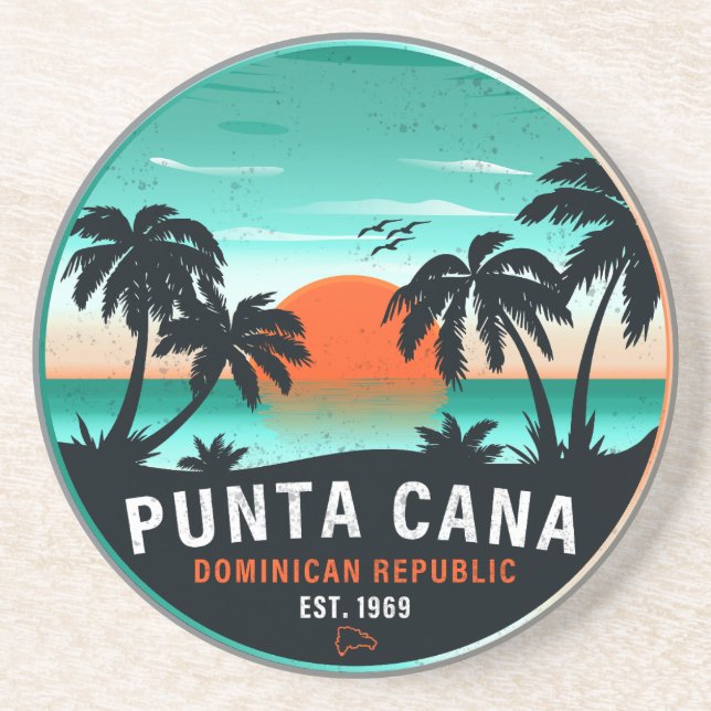 Porta-copos Punta Cana Dominicana Retro Sunset Souvenir 60 ano (Frente)