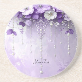 Porta-copos Purple Flowers Sandstone Coaster