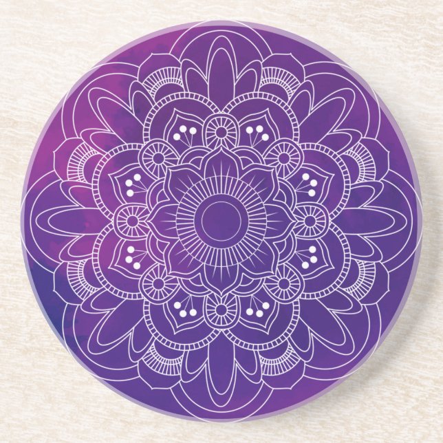 Porta-copos Purple Mandala Sandstone (Frente)
