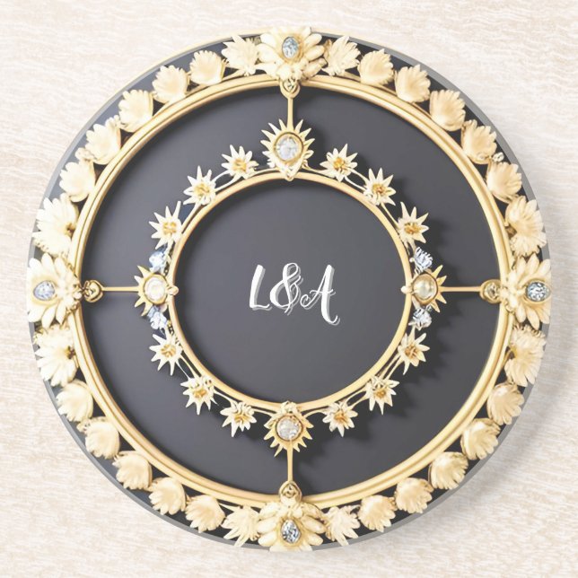 Porta-copos Quadro decorativo circular do Ouro do ornamentado (Frente)