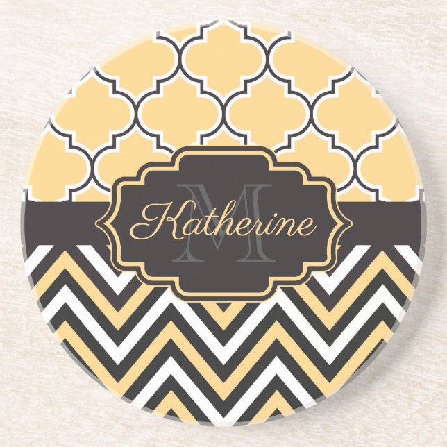 Porta-copos Quatrefoil Amarelo (Frente)